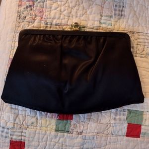 Vintage purse, evening bag, clutch - black satin